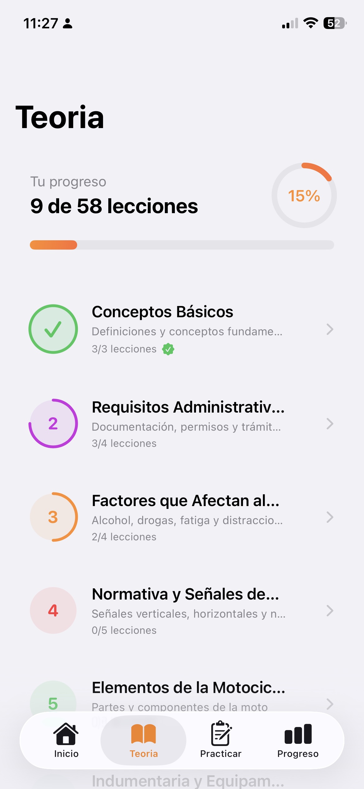 Sección de teoría